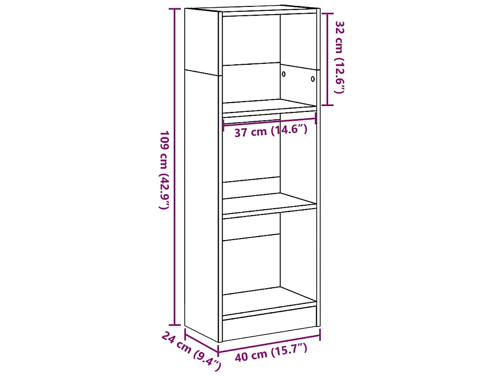 Boekenkast 40x24x109 cm bewerkt hout bruin eikenkleurig