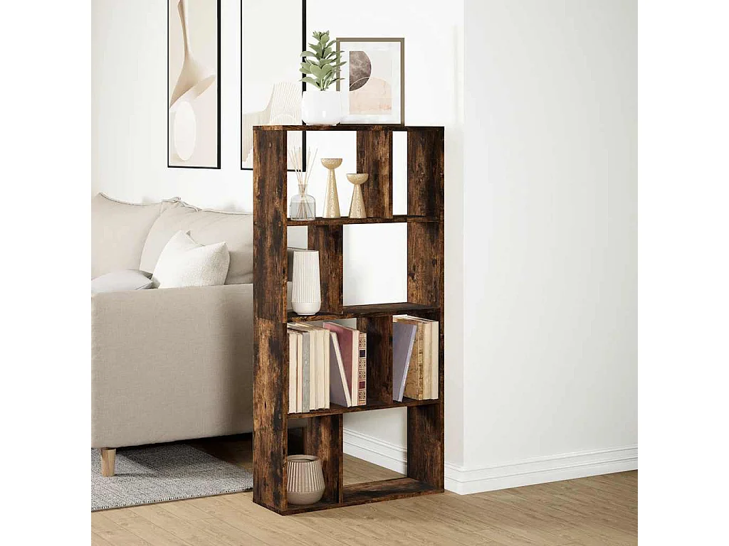 Bibliothèque chêne fumé 60x20x120,5 cm bois d'ingénierie