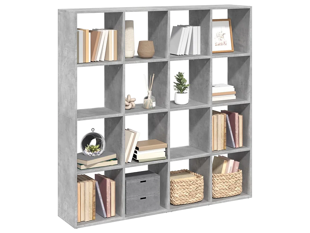Bibliothèque gris béton 137,5x29x137,5 cm bois d'ingénierie