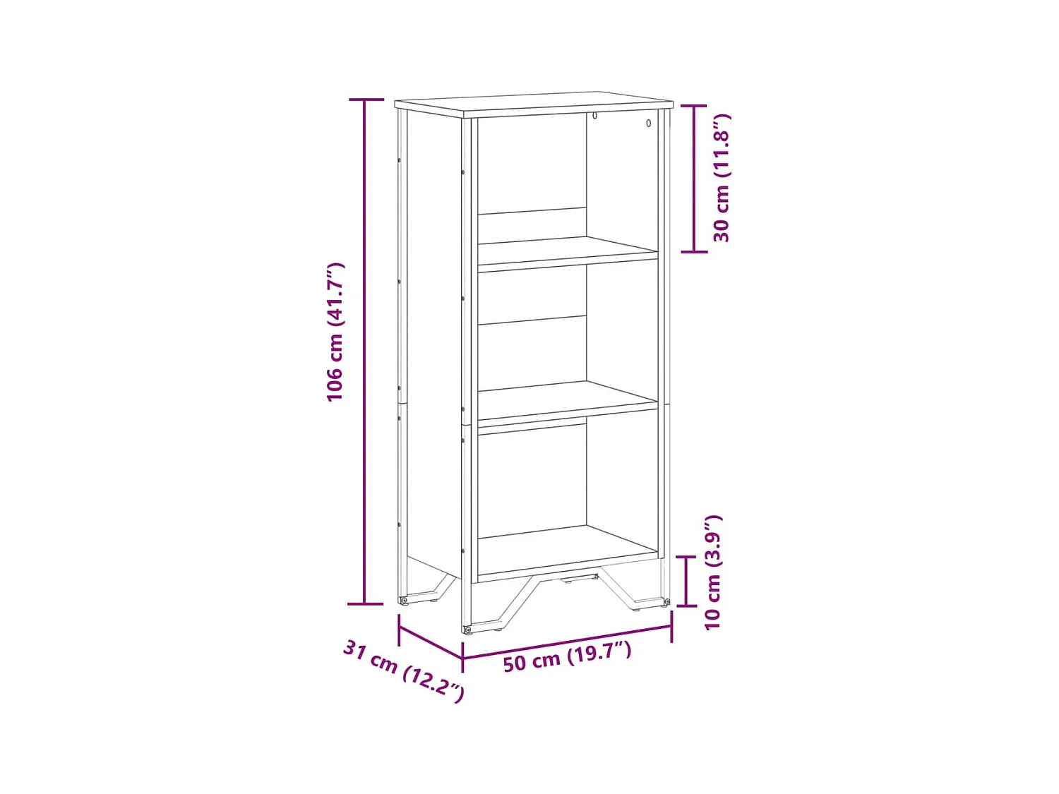 Bibliothèque chêne marron 50x31x106 cm bois d'ingénierie