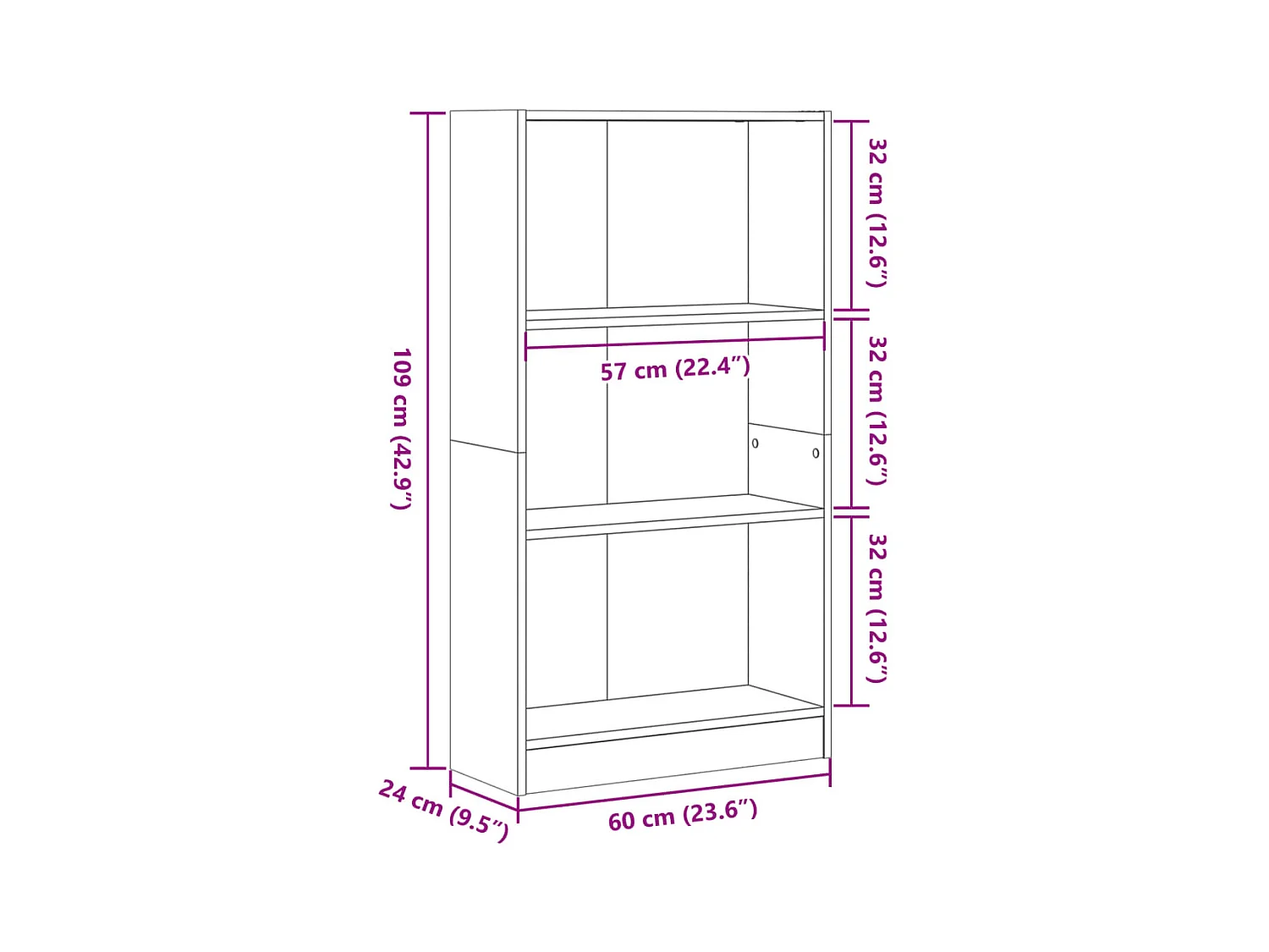 Bücherregal Artisan-Eiche 60x24x109 cm Holzwerkstoff