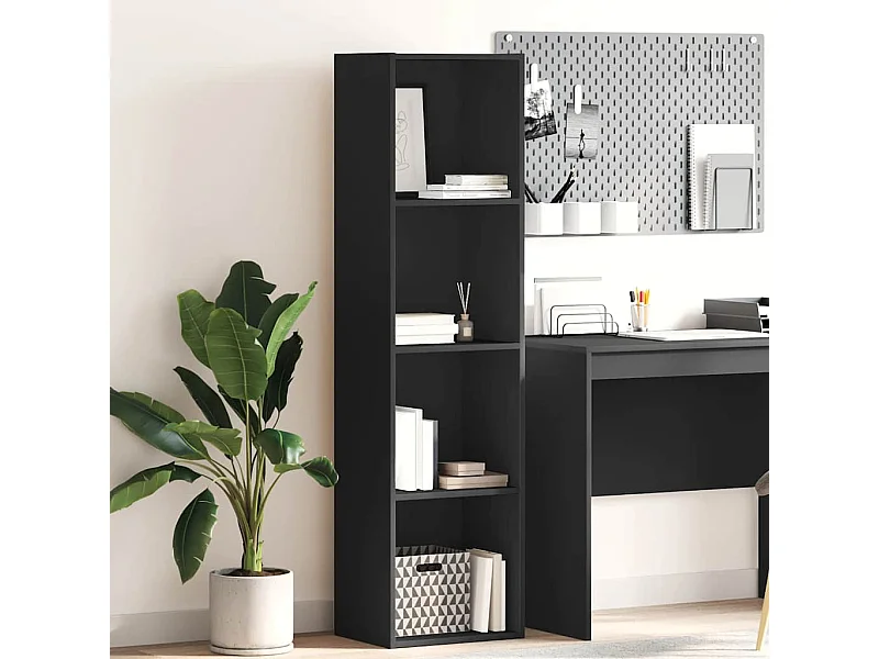 Boekenkast 40x30x152 cm bewerkt hout zwart