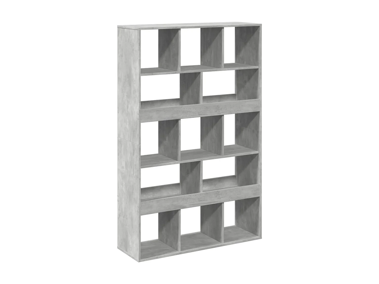 Betonowo-szara biblioteczka z 13 przegródkami z drewna inżynieryjnego 100x33x156,5 cm, czysty i wszechstronny design