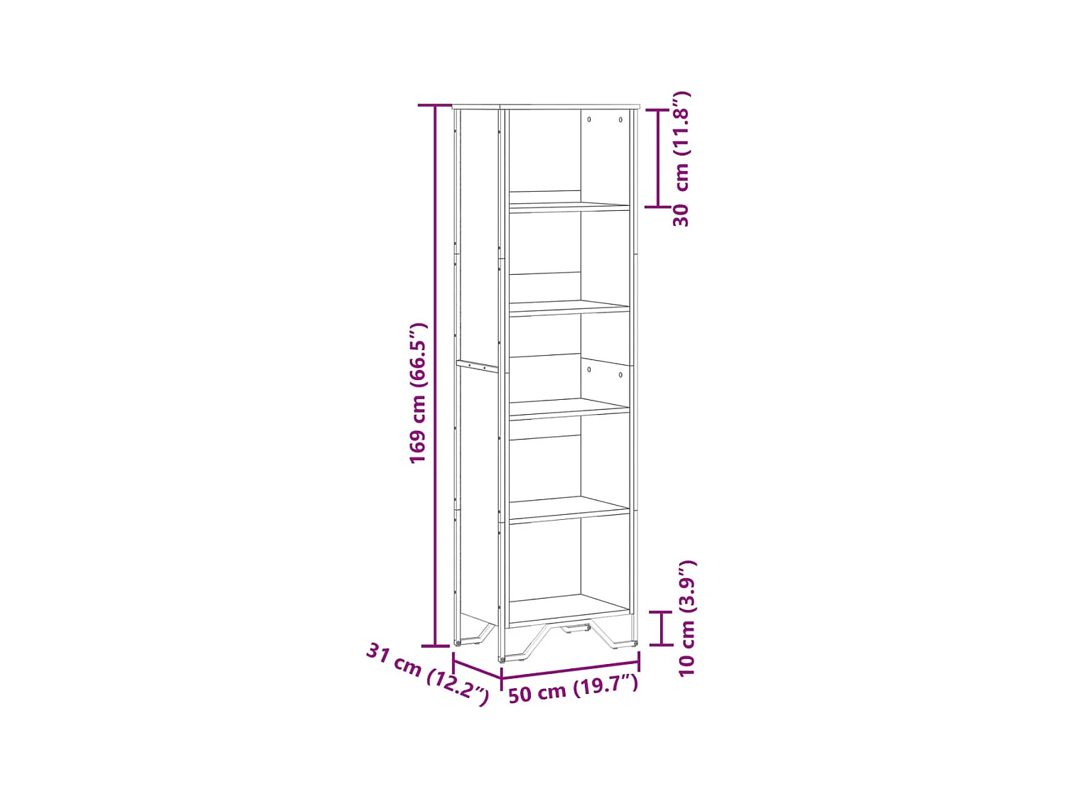 Bibliothèque chêne sonoma 50x31x169 cm bois d'ingénierie