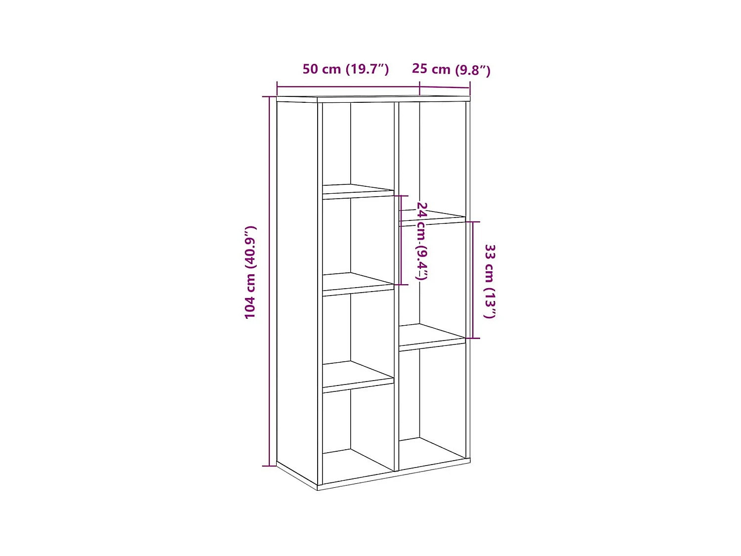 Bücherregal Artisan-Eiche 50x25x104 cm
