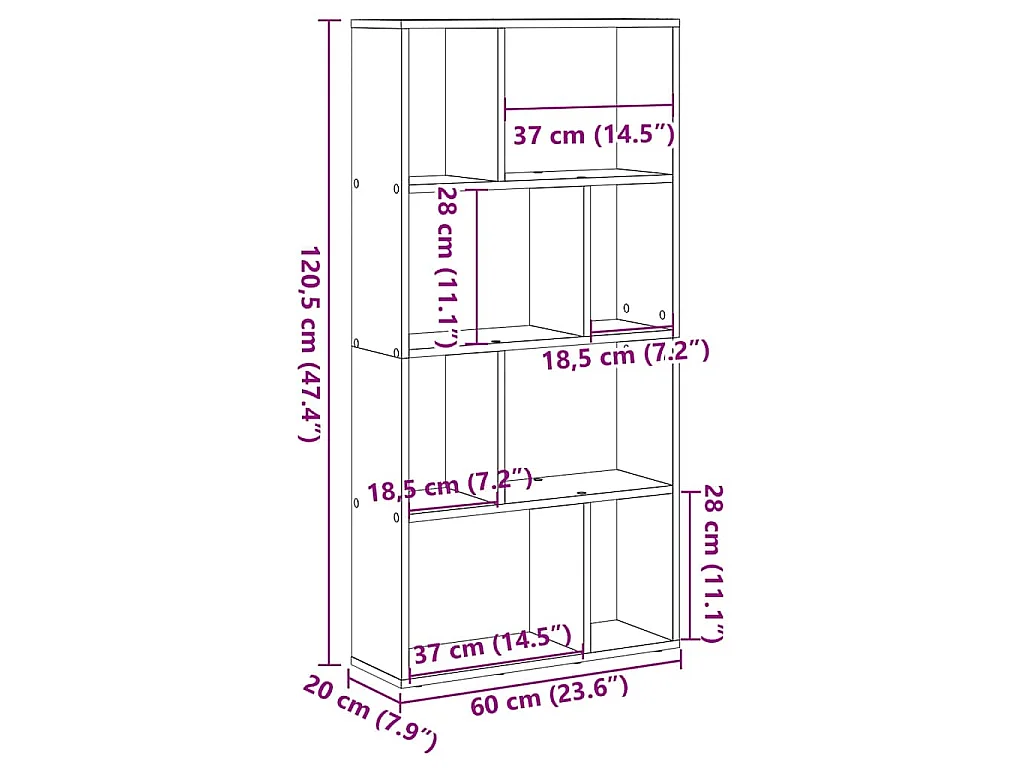 Bibliothèque chêne sonoma 60x20x120,5 cm bois d'ingénierie