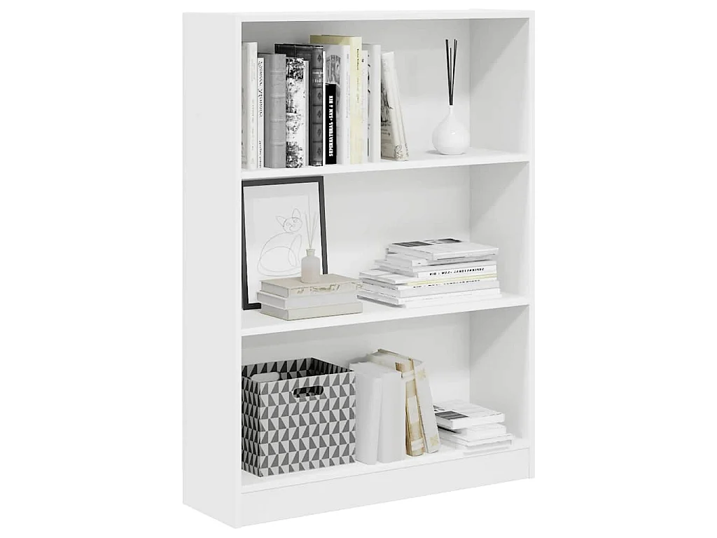 Libreria Bianca 80x24x109 cm in Legno Multistrato