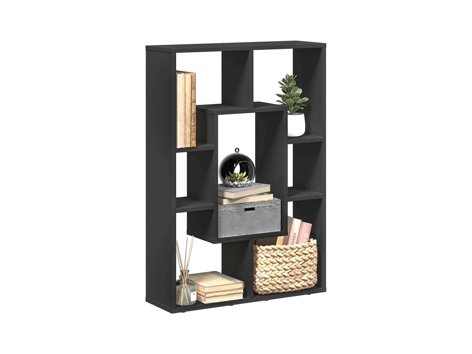 Bibliothèque noir 63x20x90 cm bois d'ingénierie