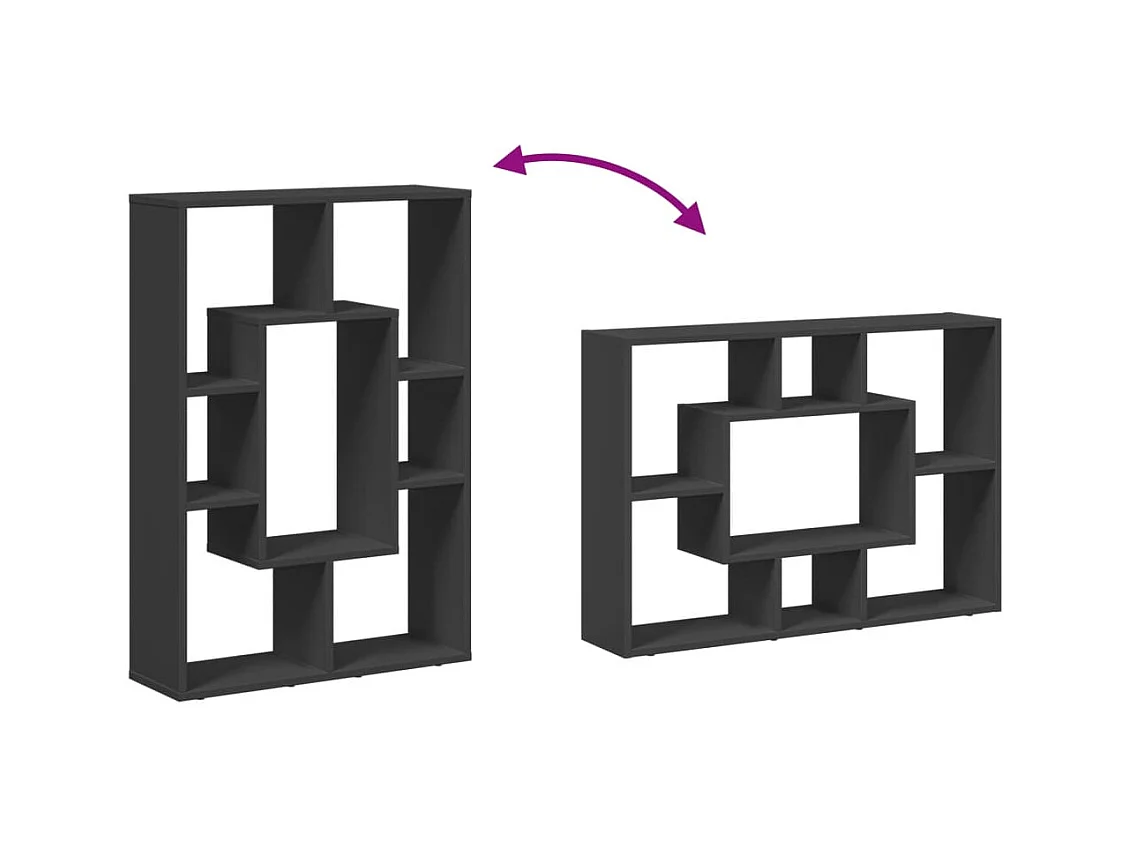 Bibliothèque noir 63x20x90 cm bois d'ingénierie