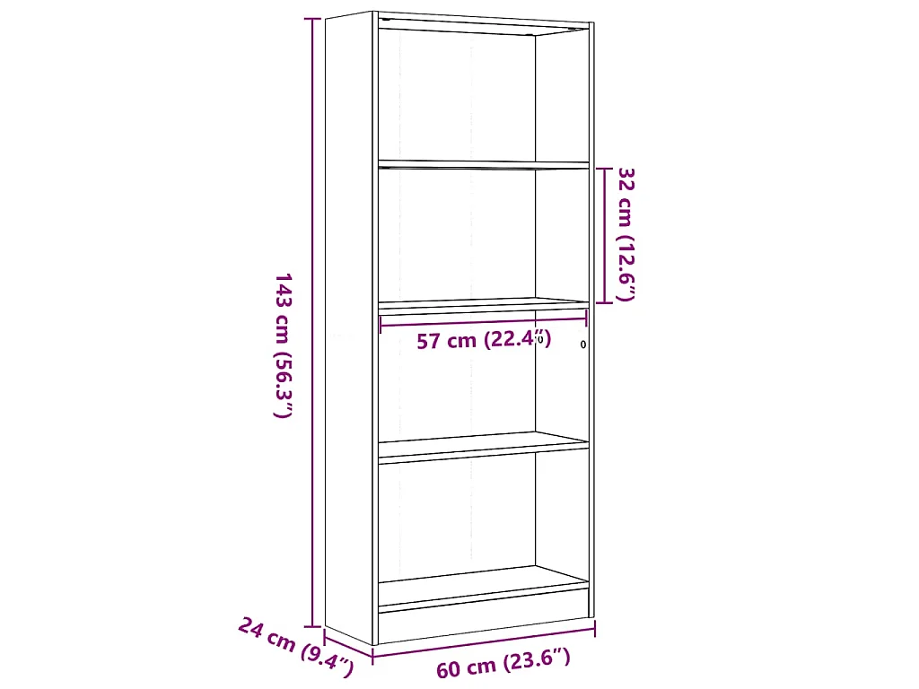 Bibliothèque blanc 60x24x143 cm bois d'ingénierie