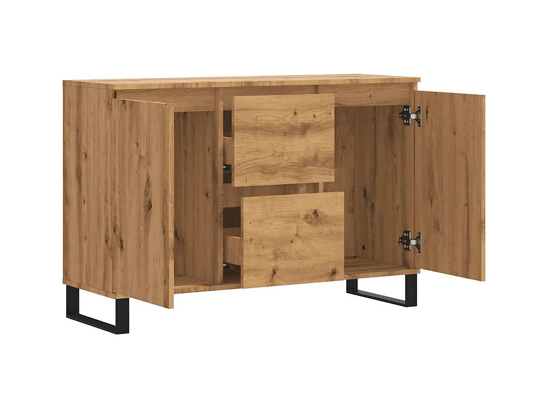 Buffet chêne artisanal 101,5x35x70 cm bois d'ingénierie