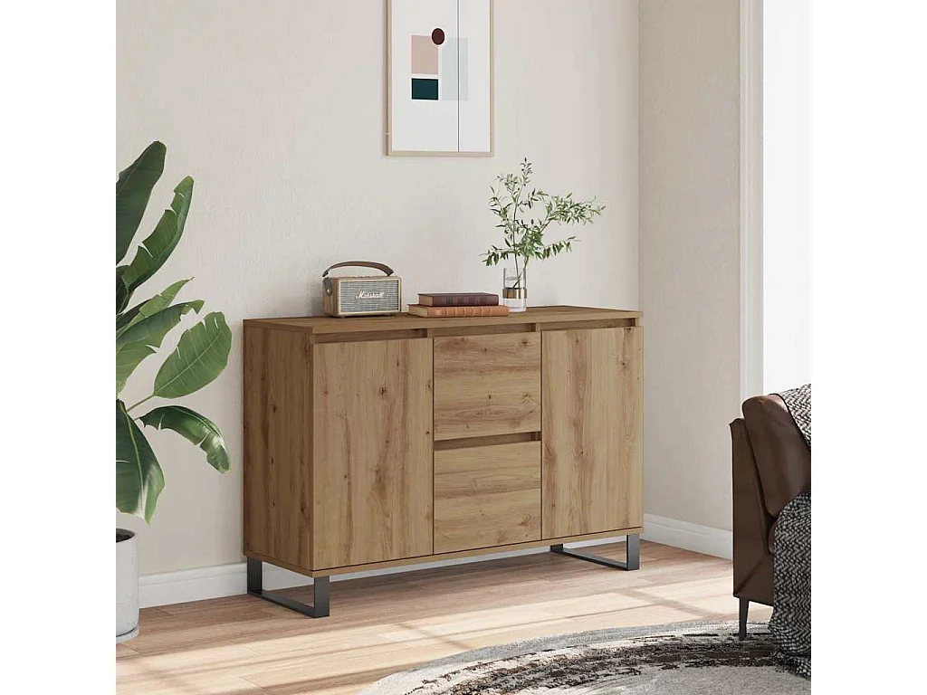 Buffet chêne artisanal 101,5x35x70 cm bois d'ingénierie