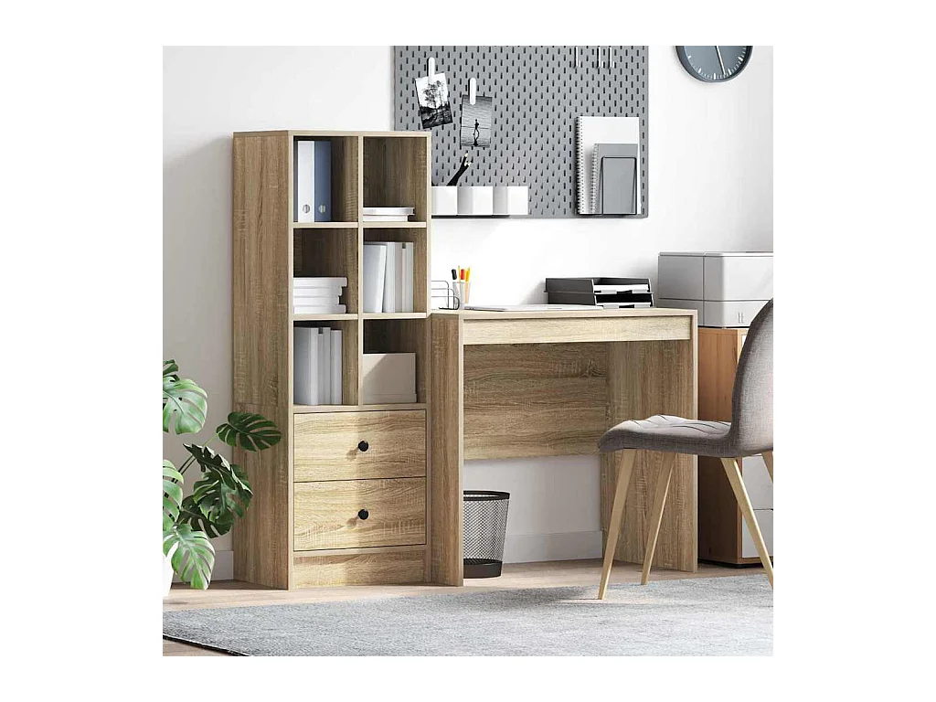 Bureau avec rangement 2 pcs Chêne Sonoma Bois d'ingénierie