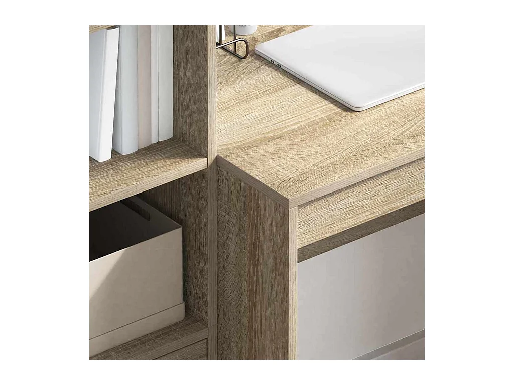 Bureau avec rangement 2 pcs Chêne Sonoma Bois d'ingénierie
