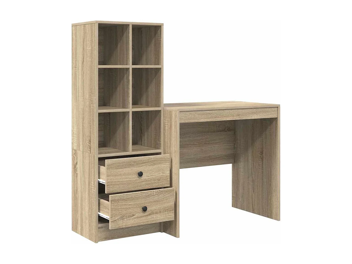 Bureau avec rangement 2 pcs Chêne Sonoma Bois d'ingénierie