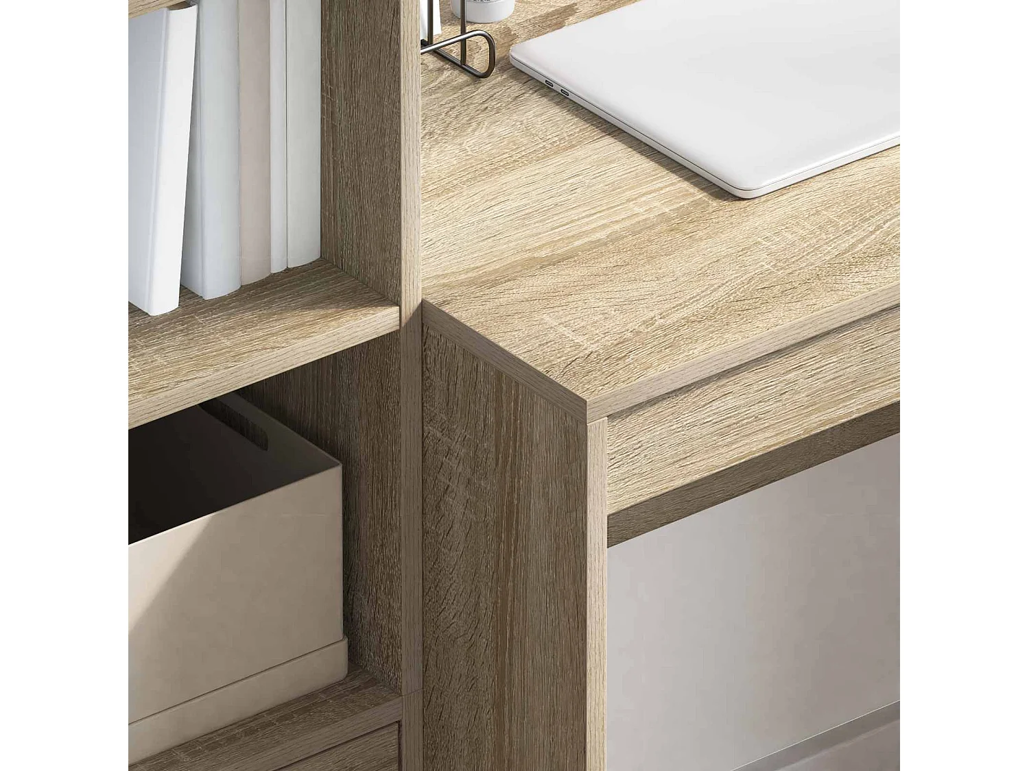 Schreibtisch mit Schubladen mit Regal 2 pcs Sonoma-Eiche