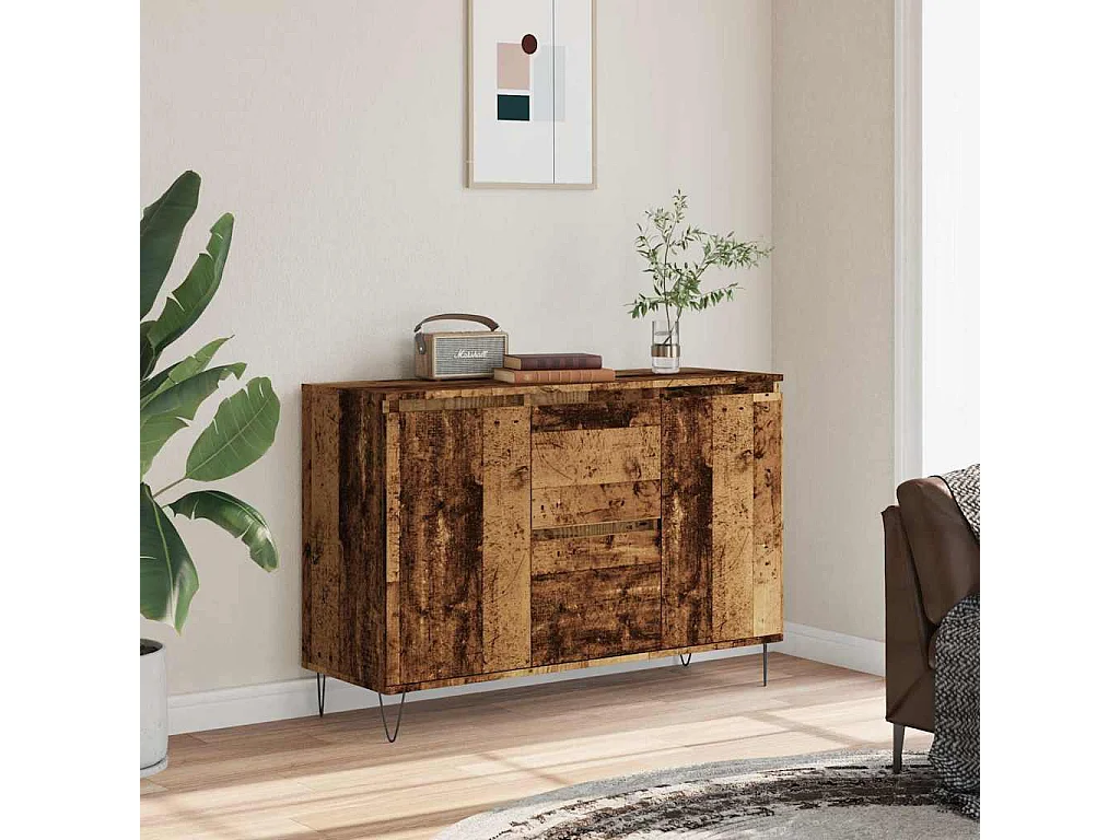 Buffet vieux bois 101,5x35x70 cm bois d’ingénierie