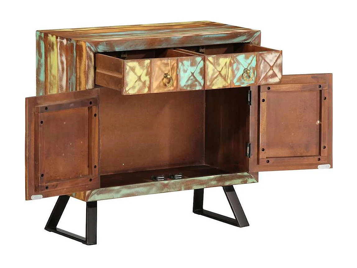 Armário gavetas 70x35x70 cm madeira recuperada maciça multicor