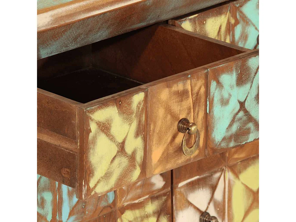 Armário gavetas 70x35x70 cm madeira recuperada maciça multicor