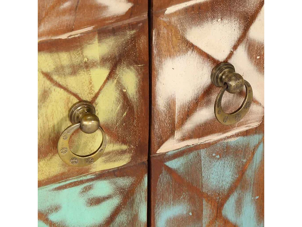 Armário gavetas 70x35x70 cm madeira recuperada maciça multicor