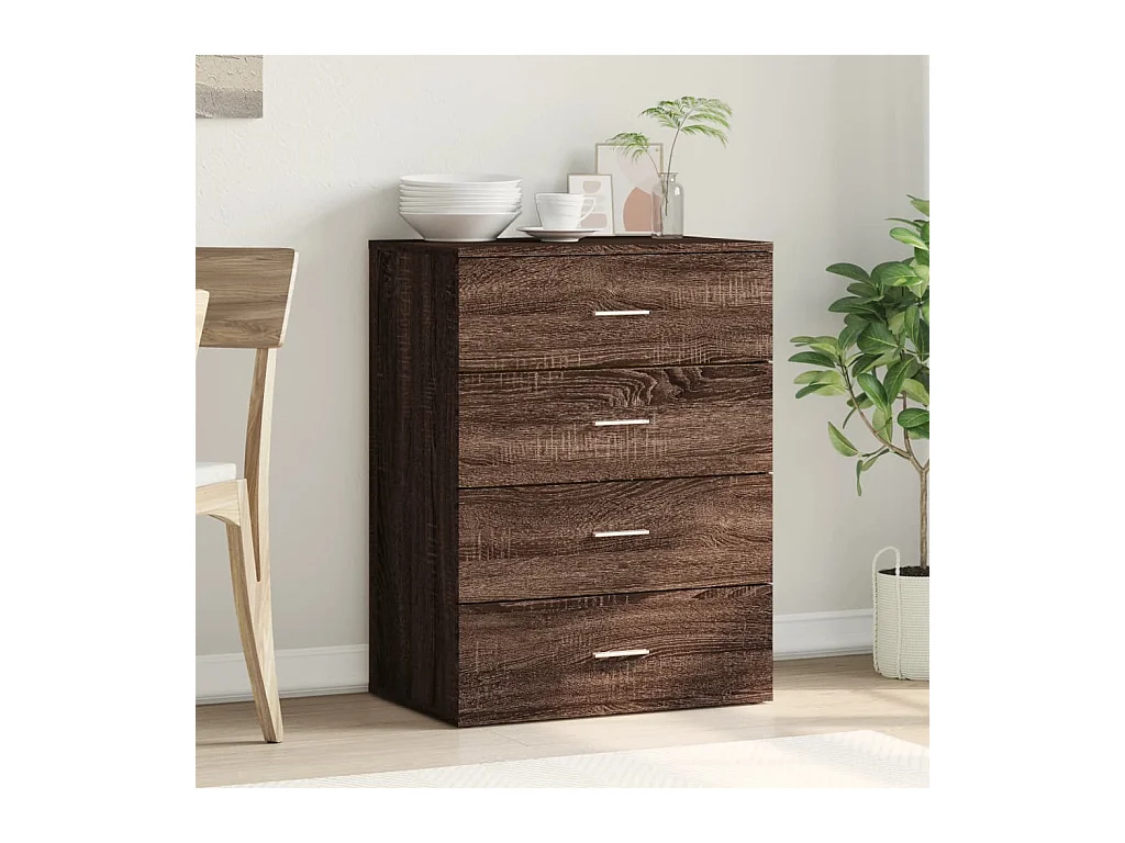 Buffet chêne marron 60x39x80 cm bois d'ingénierie