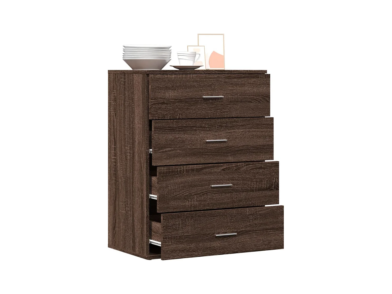 Buffet chêne marron 60x39x80 cm bois d'ingénierie