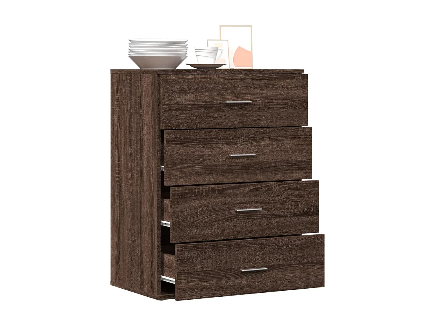 Buffet chêne marron 60x39x80 cm bois d'ingénierie