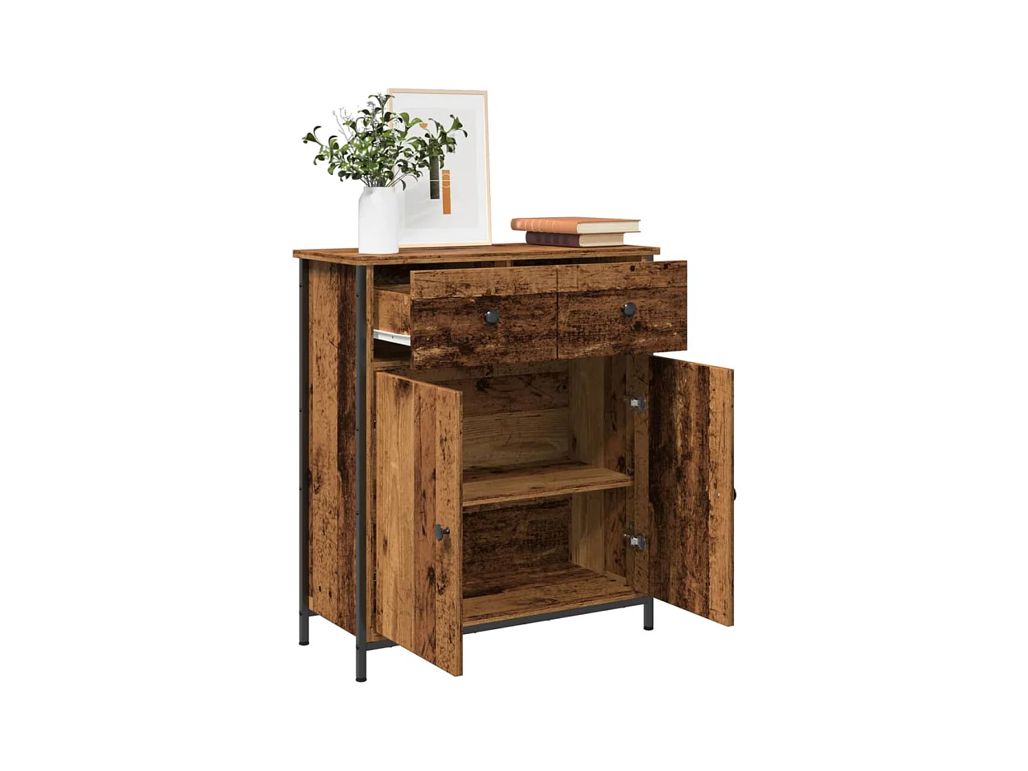 Buffet vieux bois 70x30x80 cm bois d'ingénierie