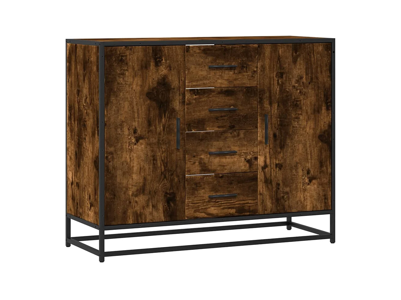 Dressoir 92x35x76 cm bewerkt hout gerookt eikenkleurig