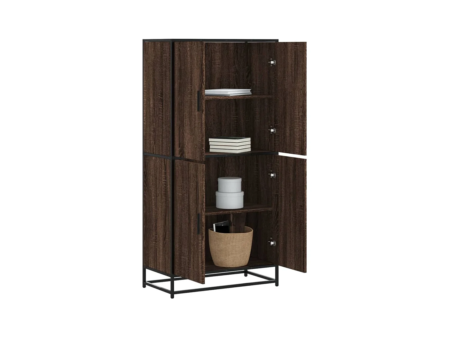 Hoge kast 68x35x139 cm bewerkt hout bruin eikenkleurig