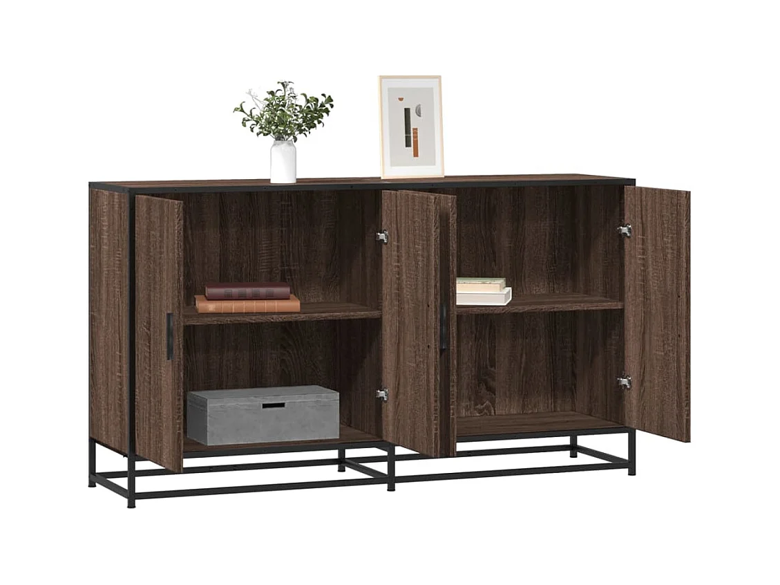 Dressoir 134x35x76 cm bewerkt hout bruin eikenkleurig