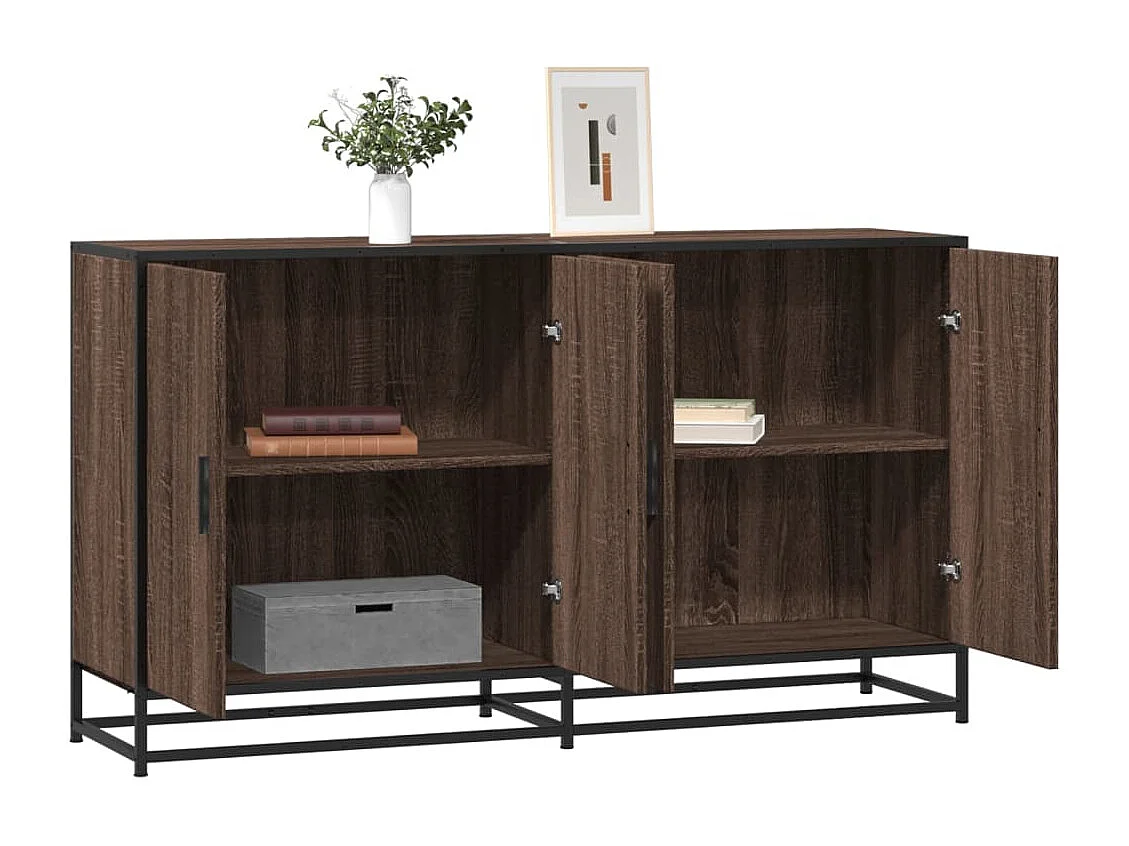 Buffet chêne marron 134x35x76 cm bois d'ingénierie