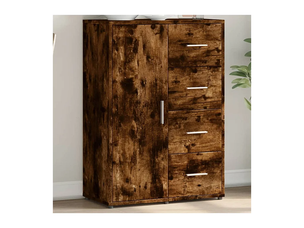 Buffet chêne fumé 60x31x84 cm bois d'ingénierie