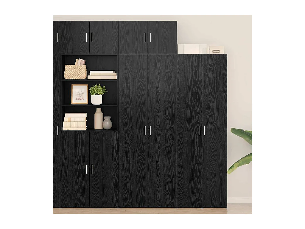 Opbergkast Zwart eiken 70 x 42.5 x 225 cm Bewerkt hout