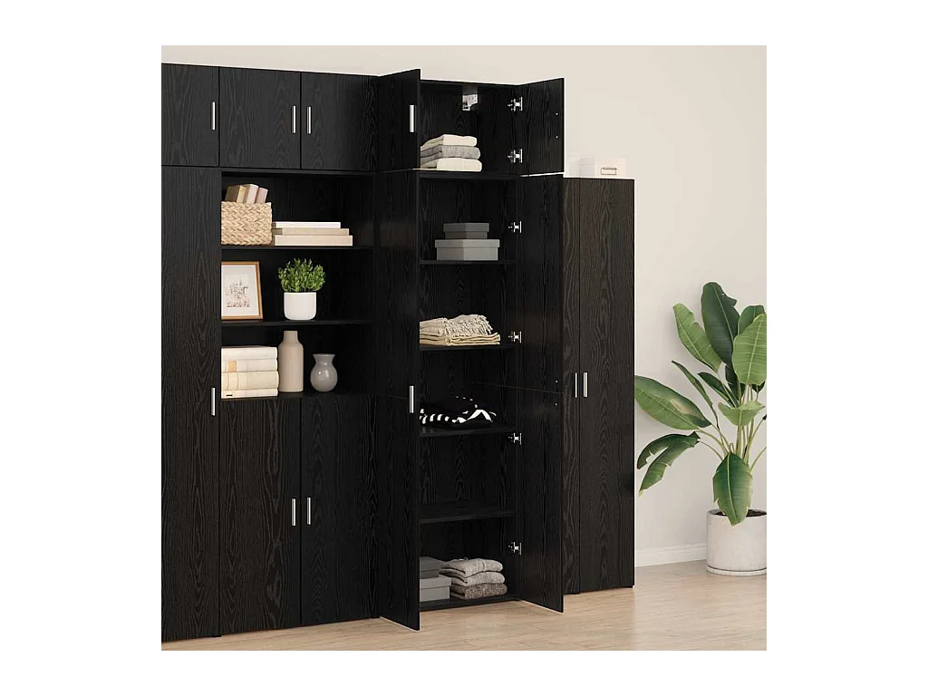 Opbergkast Zwart eiken 70 x 42.5 x 225 cm Bewerkt hout