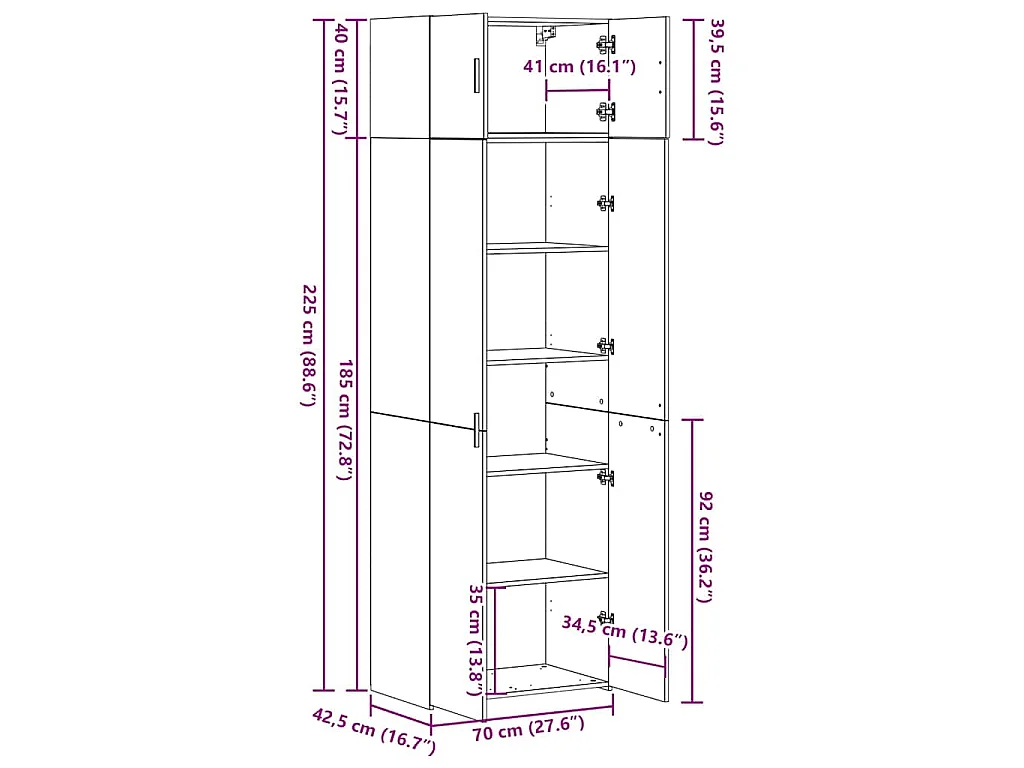 Opbergkast 3 pcs Zwart Eiken