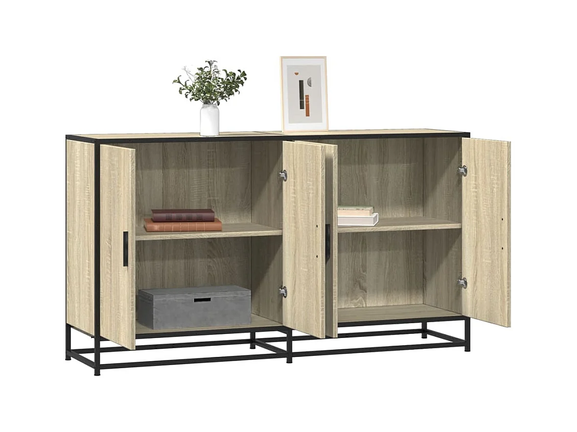 Buffet chêne sonoma 134x35x76 cm bois d'ingénierie