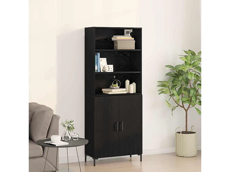 Haut Armoire Montage mural 2 pcs Chêne noir 70 x 34 x 180 cm