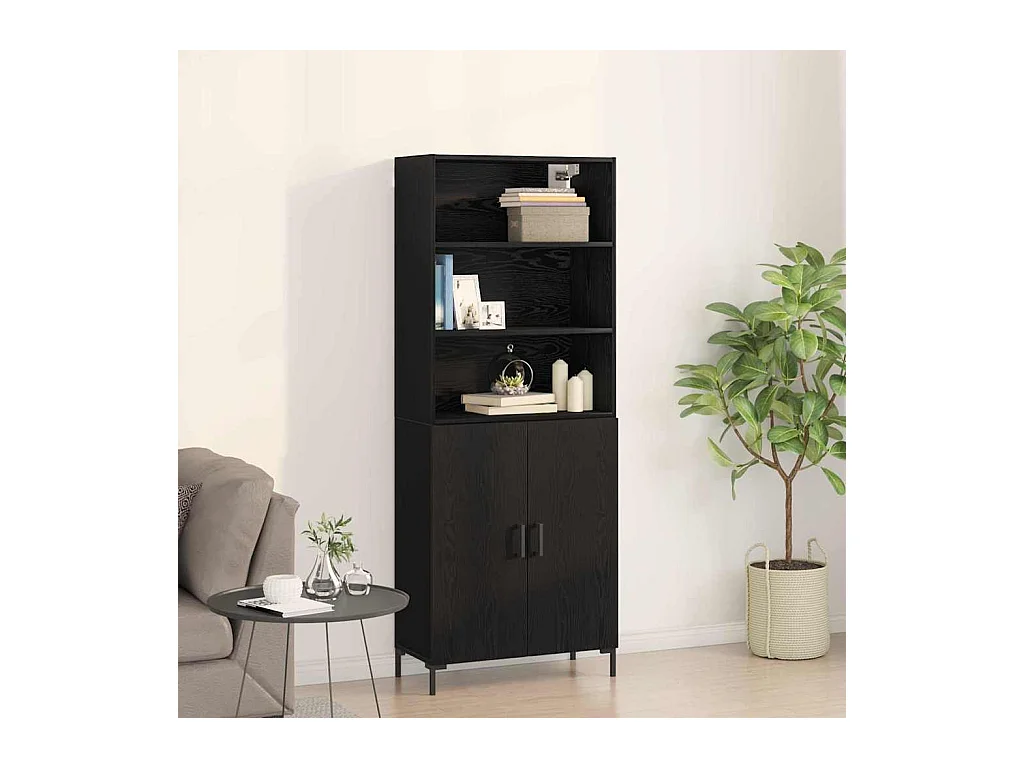 Haut Armoire Montage mural 2 pcs Chêne noir 70 x 34 x 180 cm