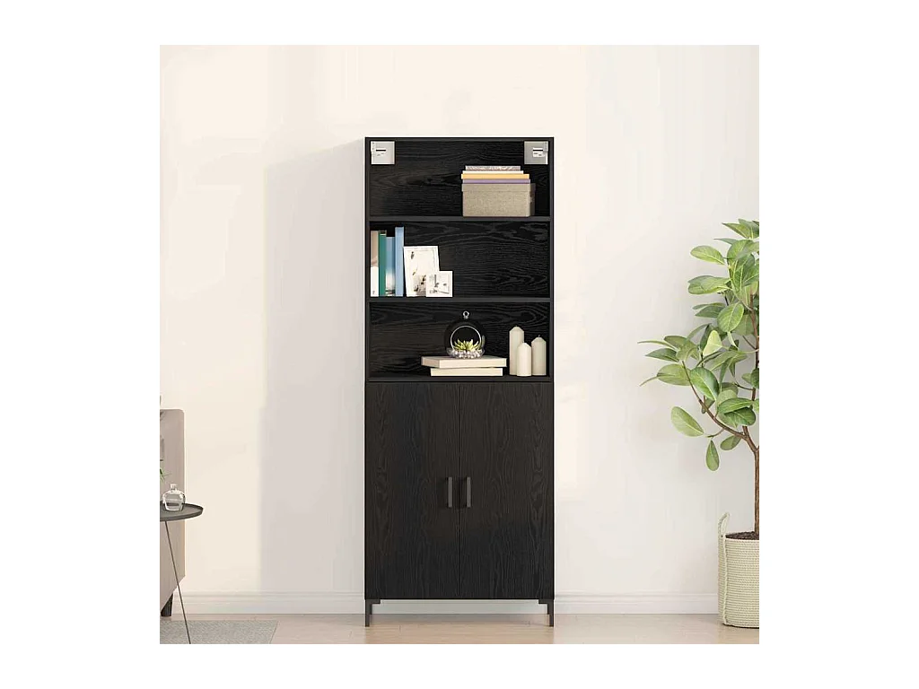 Haut Armoire Montage mural 2 pcs Chêne noir 70 x 34 x 180 cm