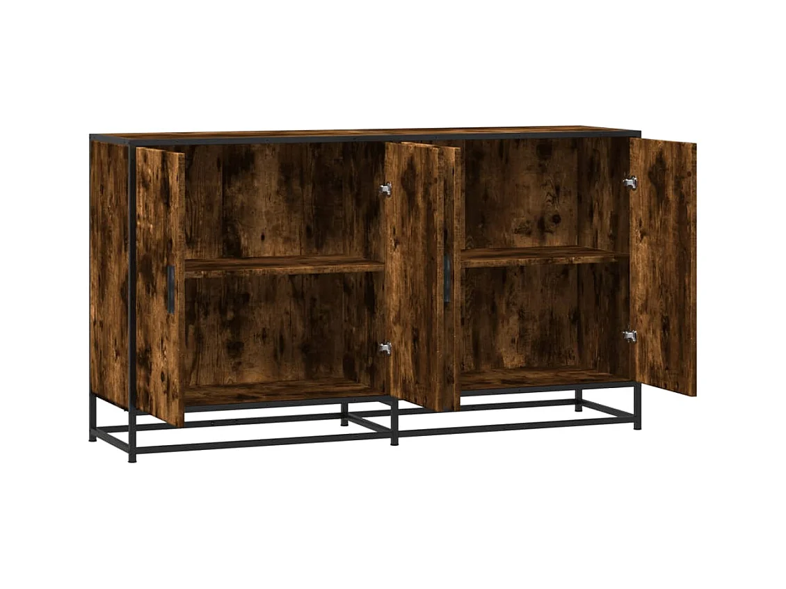 Dressoir 134x35x76 cm bewerkt hout gerookt eikenkleurig