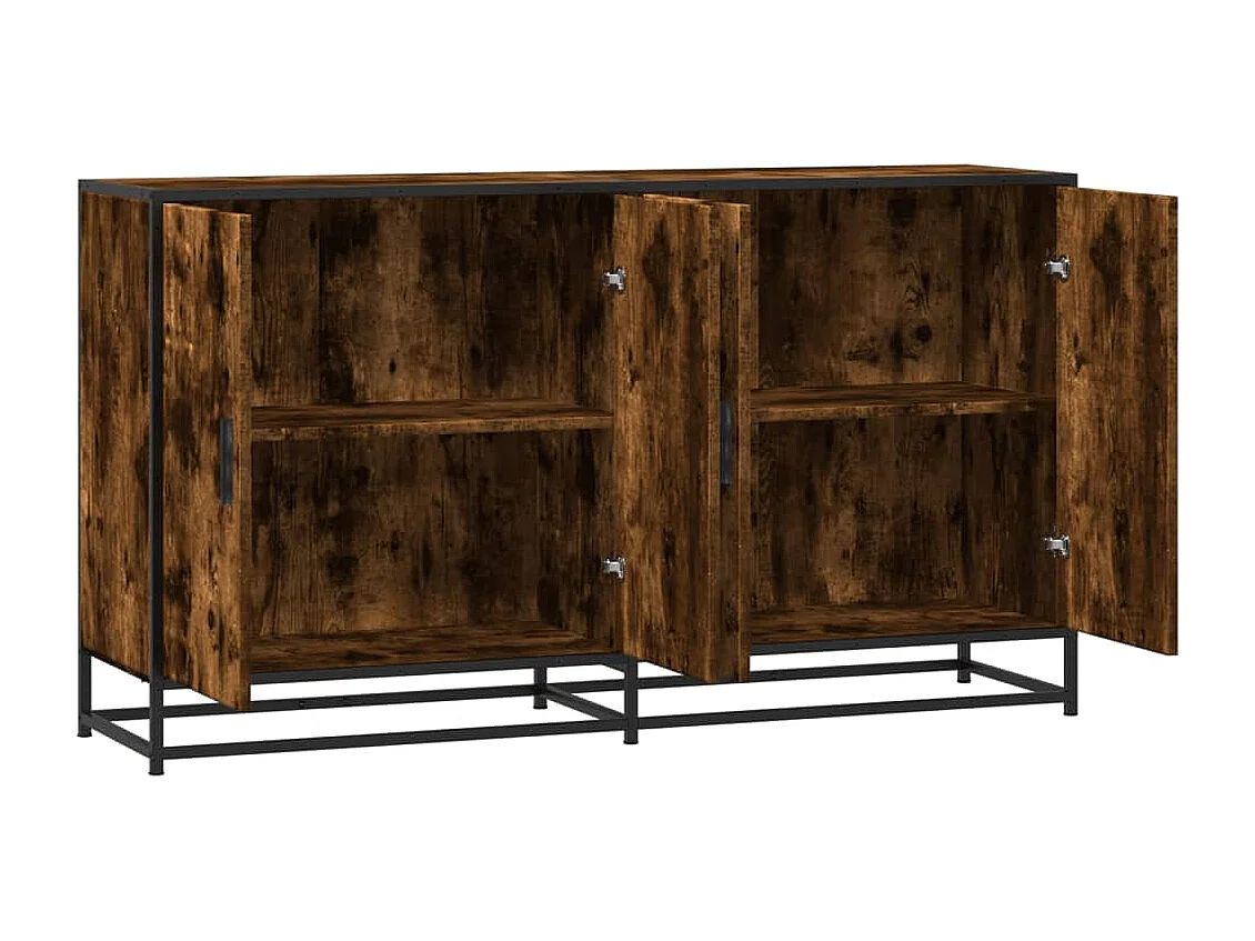 Dressoir 134x35x76 cm bewerkt hout gerookt eikenkleurig