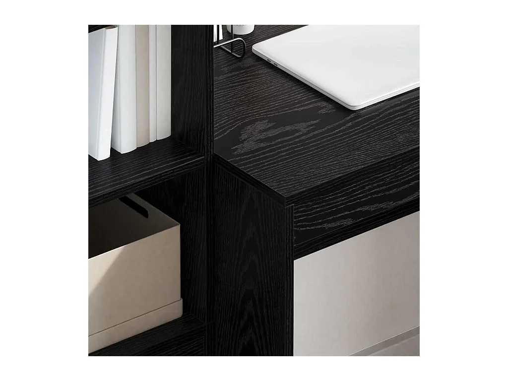Bureau avec rangement 2 pcs Chêne noir Bois d'ingénierie