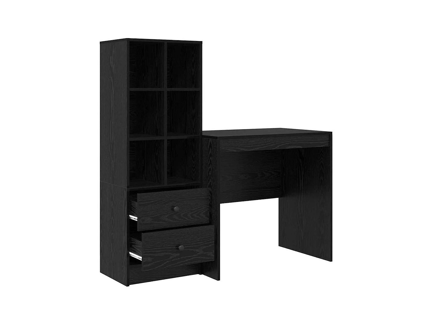 Bureau avec rangement 2 pcs Chêne noir Bois d'ingénierie