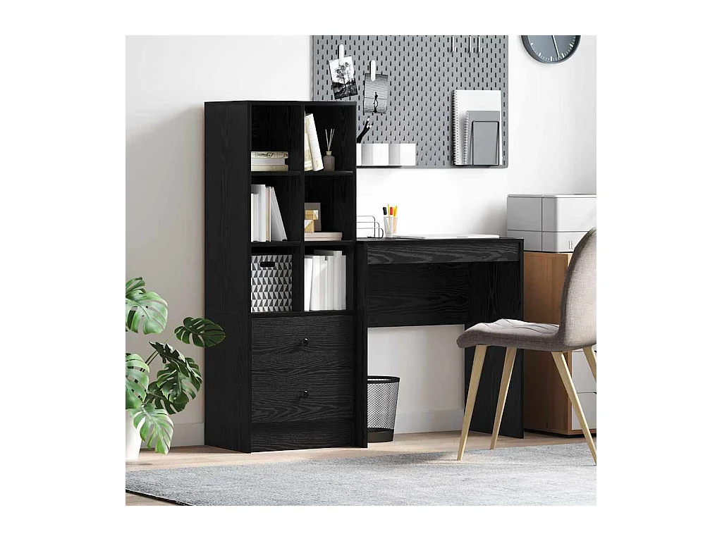 Bureau avec rangement 2 pcs Chêne noir 80 x 50 x 76 cm