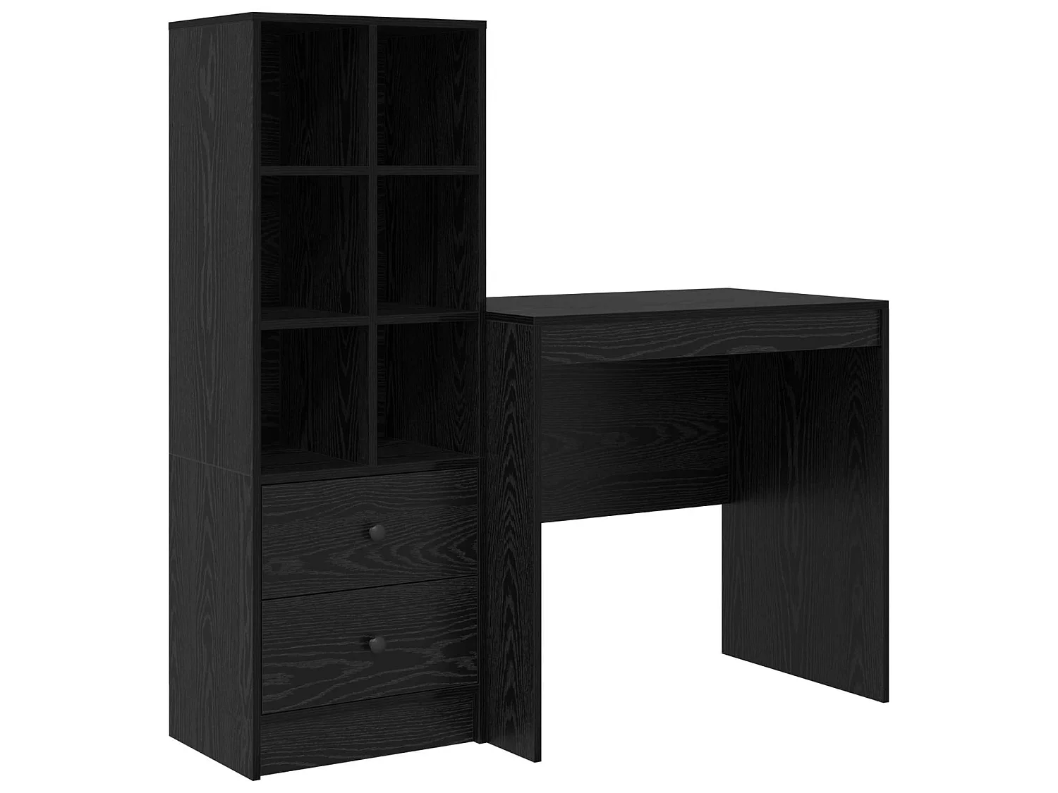 Bureau avec tiroir avec étagère avec stockage 2 pcs Chêne noir
