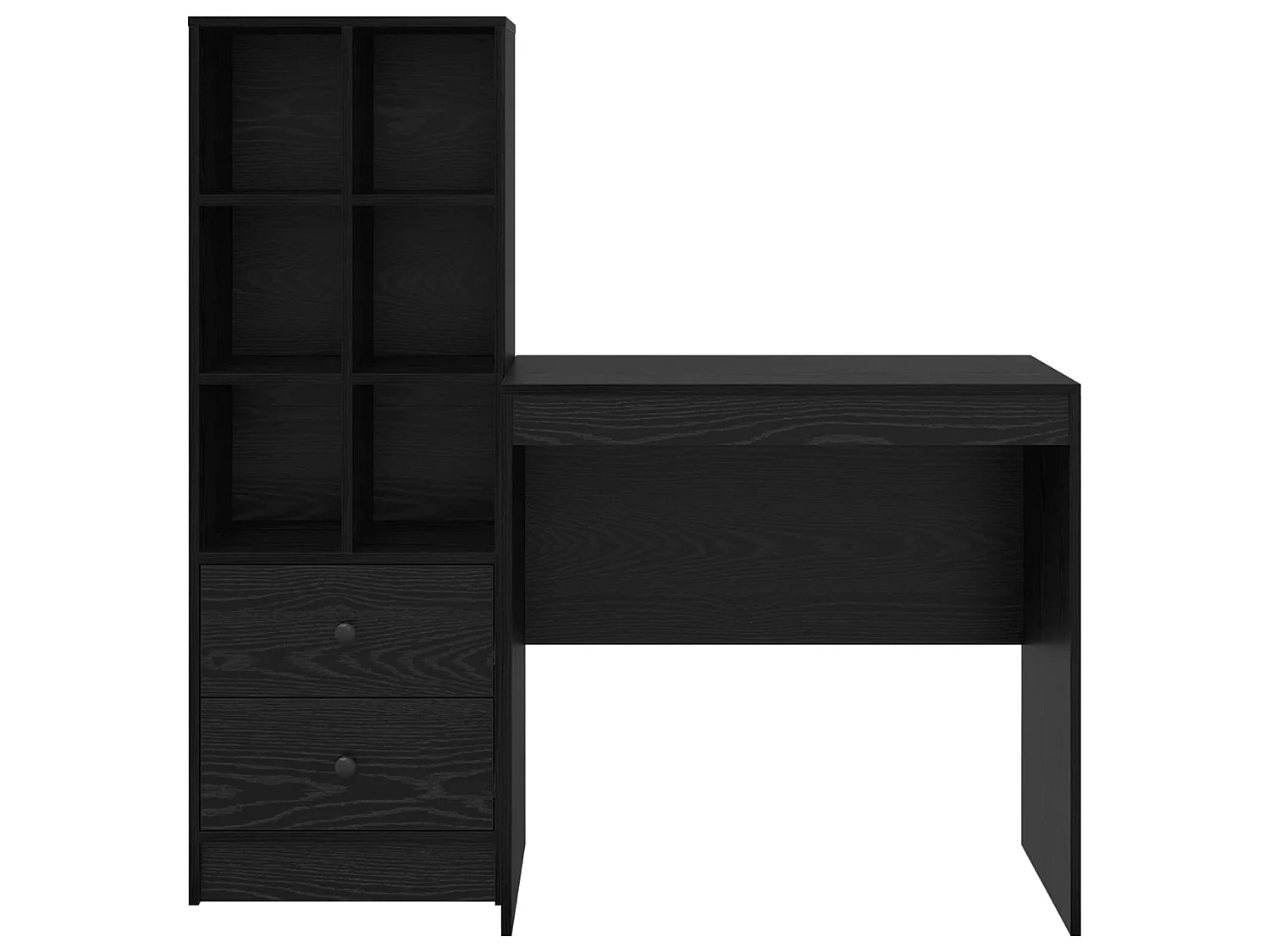 Bureau avec tiroir avec étagère avec stockage 2 pcs Chêne noir