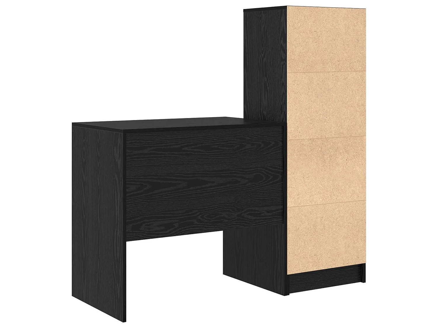 Bureau avec tiroir avec étagère avec stockage 2 pcs Chêne noir
