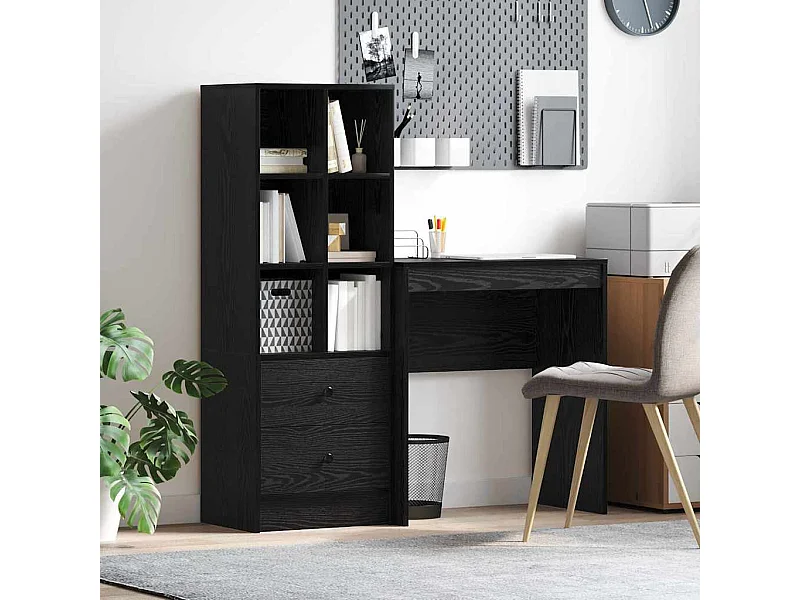 Bureau avec tiroir 2 pcs Chêne noir