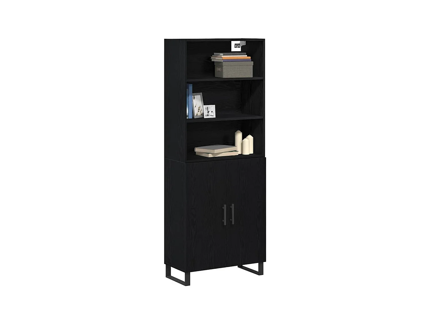 Haut Armoire Montage mural 2 pcs Chêne noir Bois d'ingénierie